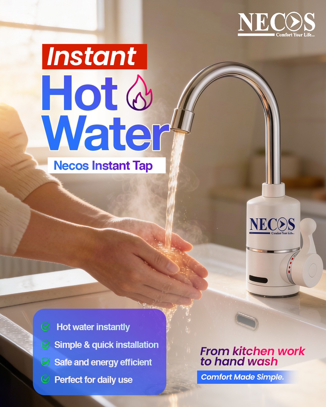 Necos Instant Hot Water Faucet / Tap (Tatopani Dhara)