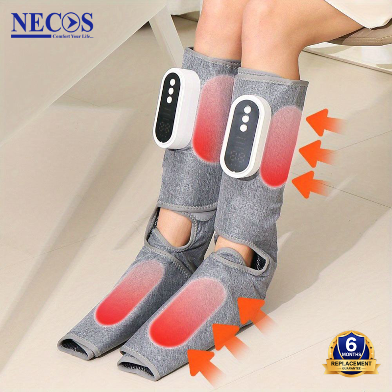 NECOS Rechargable Air Compression Leg; Ankle, Foot & Thigh Massager – 6 Months Replacement Guarantee