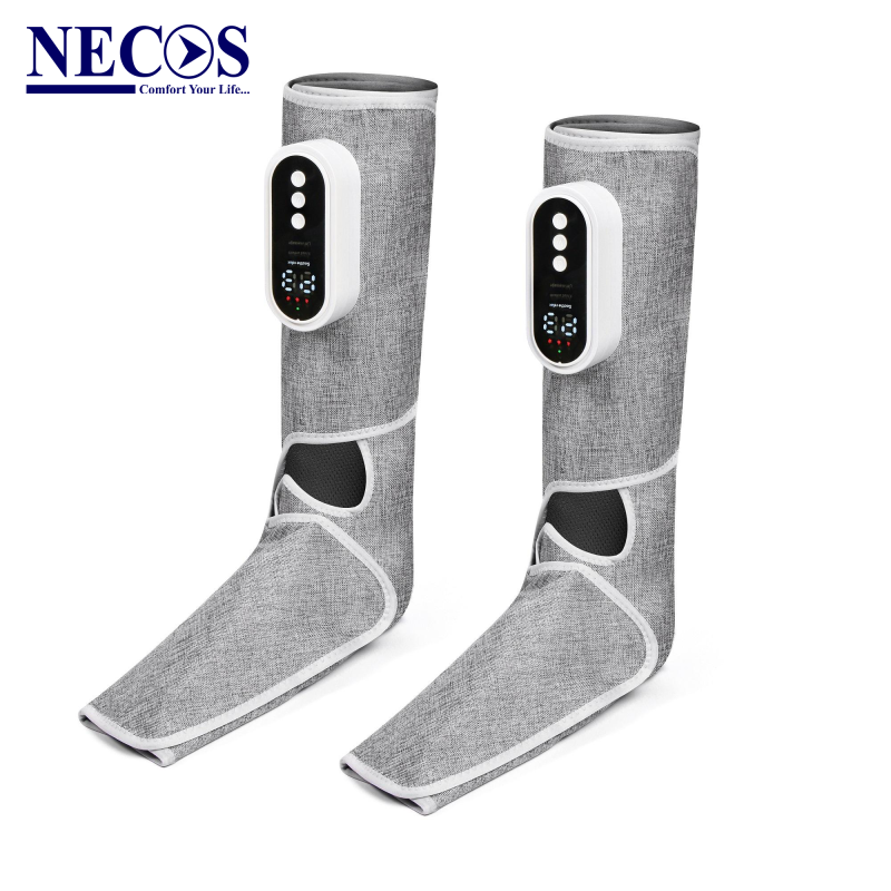 NECOS Air Compression Leg & Foot Massager – Rechargeable Calf Circulation Massage Machine with Adjustable Pressure | Relaxation & Pain Relief