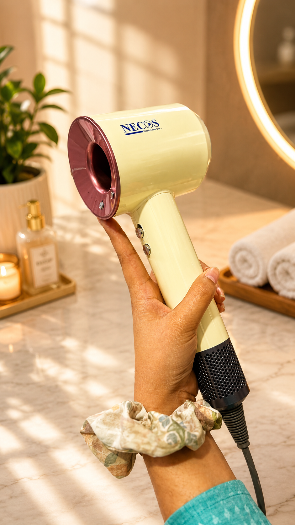 Necos Supersonic 5-in-1 Leafless Ionic Hair Dryer Salon-Grade 1600W Power | Fast Drying | Hot & Cold Air | Professional & Home Use | 1 Year Replacement Guarantee - Image 12