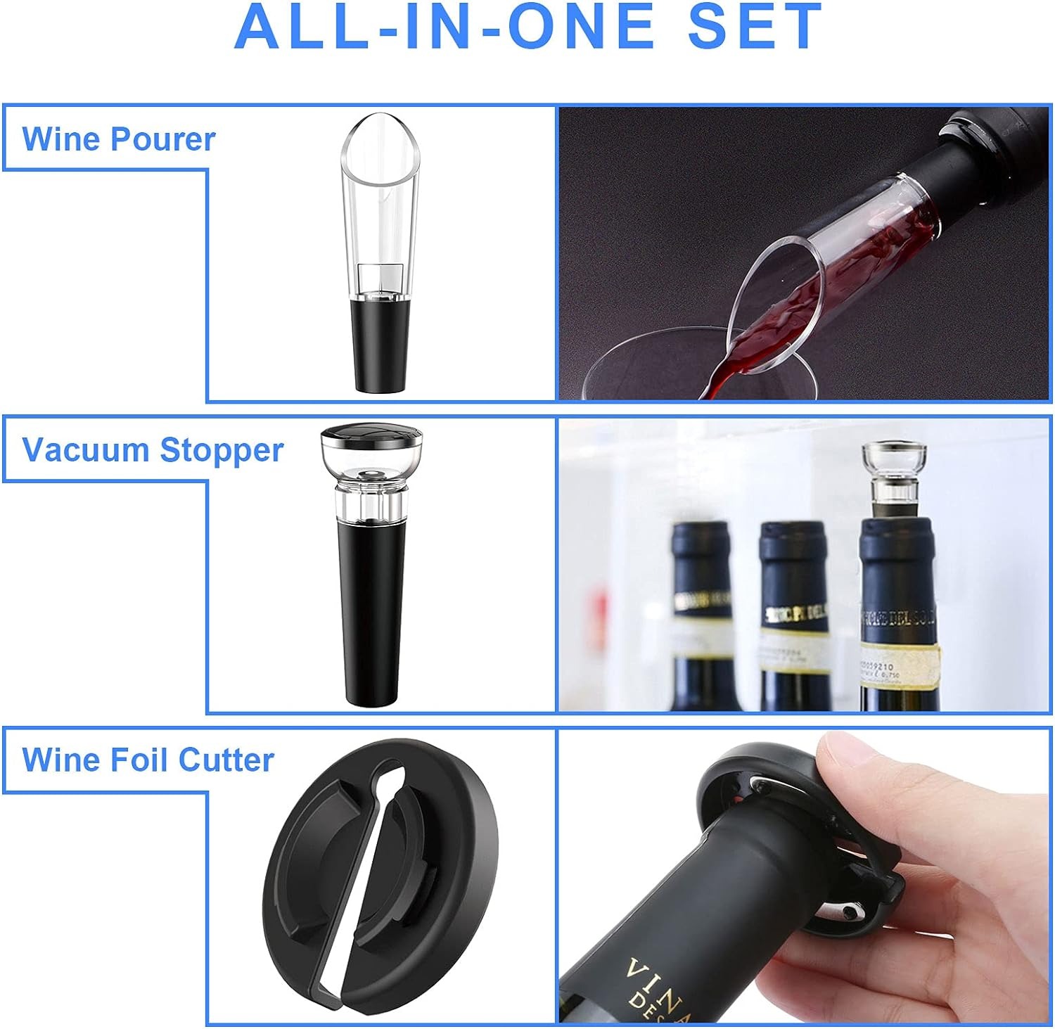 Deroly Rechargeable Electric Wine Bottle Opener – Professional Stainless Steel Automatic Corkscrew with Foil Cutter | Elegant Bar Tool & Perfect Gift for Wine Lovers - Image 5